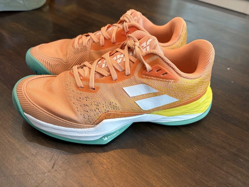Babolat Jet Mach 3 All Court Tennis Sneakers Women's 6.5 Coral Gold Pickleball